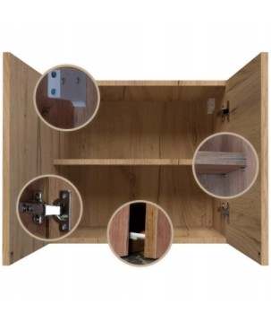 Mała szafka łazienkowa wisząca dąb craft złoty 60cm do pokoju na reczniki