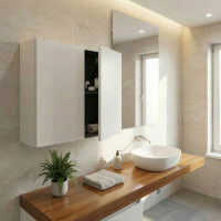 Mała szafka łazienkowa wisząca, biały mat elegancka 52,5x60x30