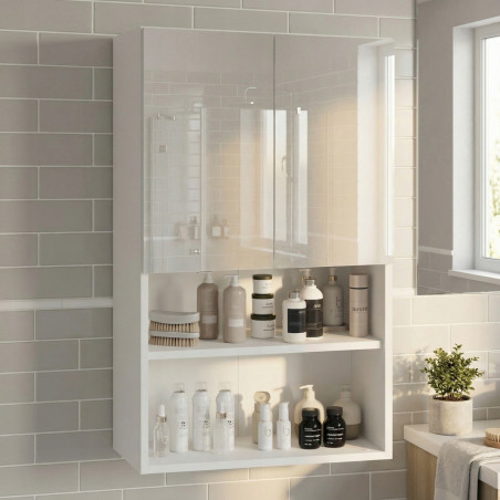 Pojemna szafka łazienkowa nad pralkę biała wysoki połysk szafka na chemie