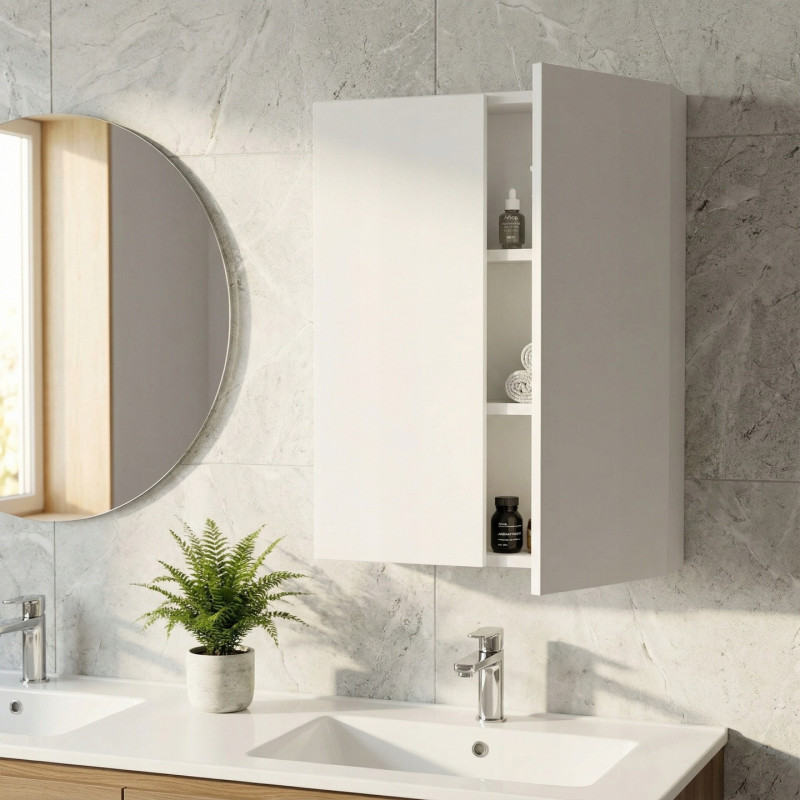 Mala szafka wiszaca do lazienki Bialy Mat nad umywalke na reczniki i chemie