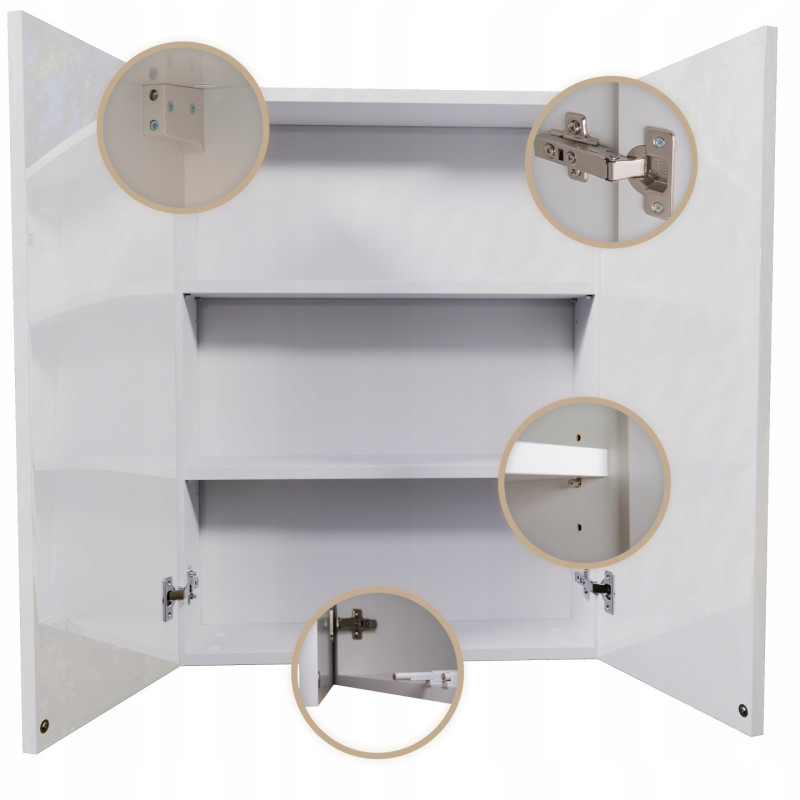 Szafka Lazienkowa Wiszaca Pojemna na chemie Nad umywalke Bialy Polysk 60cm