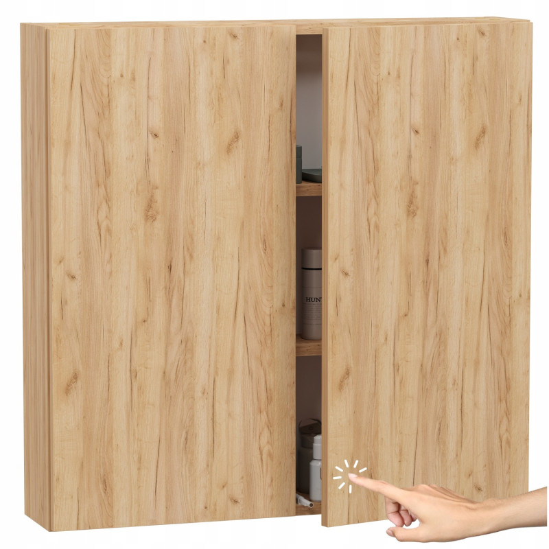 Szafka łazienkowa wisząca dąb craft złoty do łazienki 78x80x17