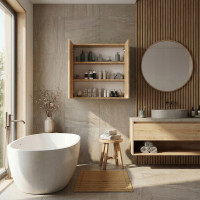 Szafka łazienkowa wisząca dąb craft złoty do łazienki 78x80x17