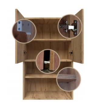 Wysoka szafka lazienkowa wiszaca nad pralke do lazienki dab craft zloty 100