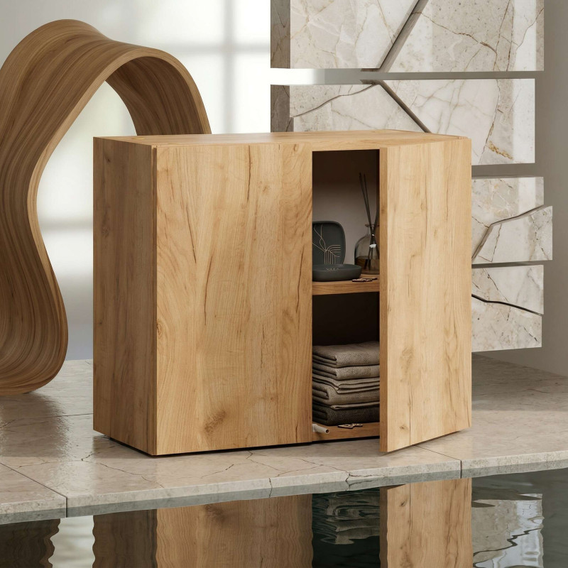 Mała szafka łazienkowa wisząca dąb craft złoty 60cm do pokoju na reczniki