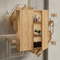 Szafka wisząca łazienkowa, dąb craft złoty pojemna 78x60x17