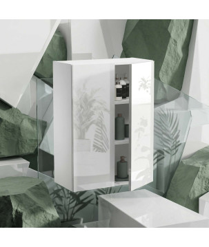 Szafka lazienkowa wiszaca 60cm biala wysoki polysk do lazienki zamykana