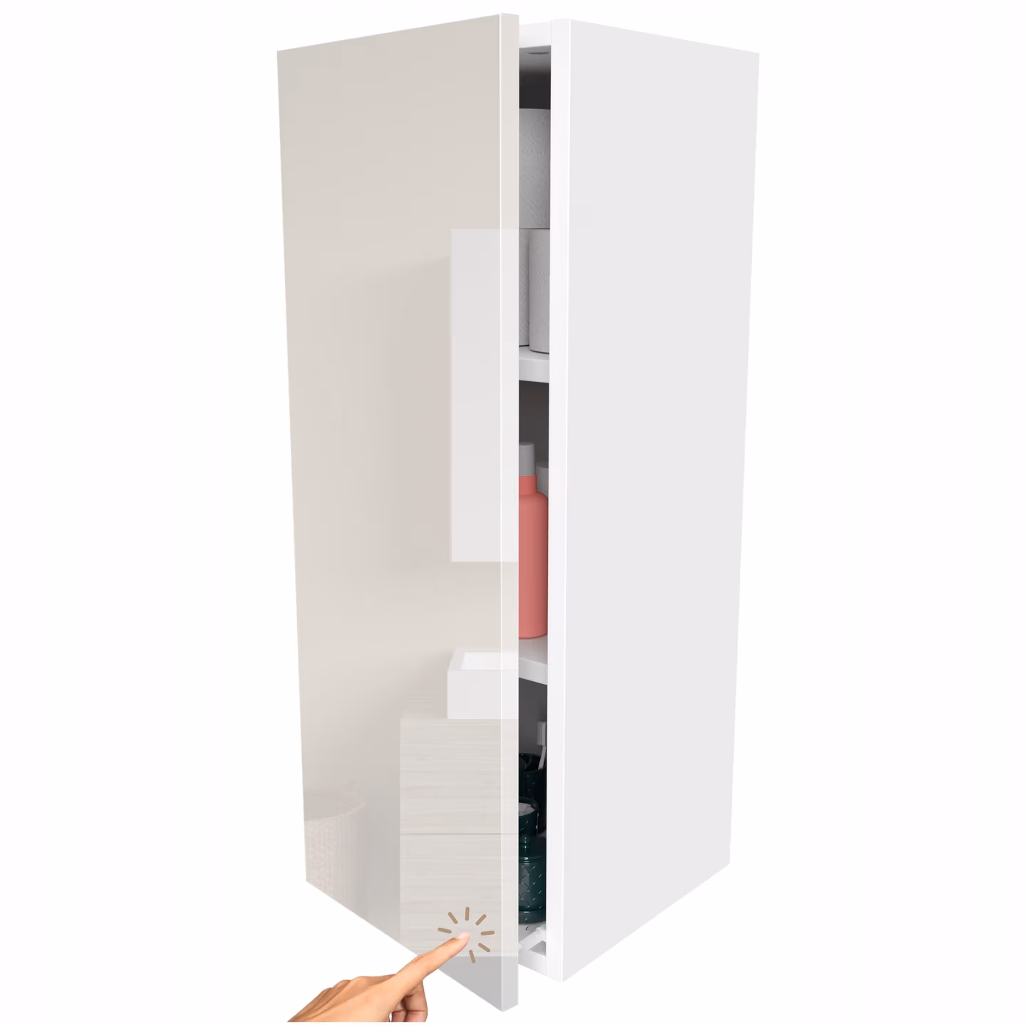 Słupek łazienkowy szafka wisząca biały połysk pojemna 78x30x30