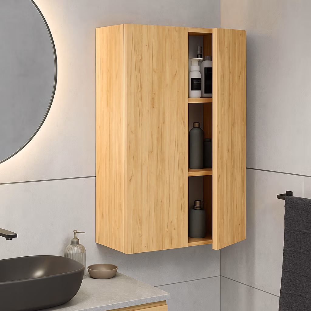Szafka łazienkowa wisząca, szeroka, dąb craft złoty 78x60x30