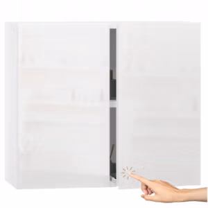 Mała szafka łazienkowa wisząca 60 cm biała, wysoki połysk – Miradu