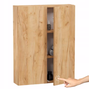 Płytka szafka łazienkowa wisząca 20 cm na ręczniki w dekorze dąb craft złoty – Miradu