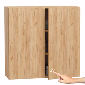 Szeroka szafka łazienkowa wisząca 80 cm w dekorze dąb craft złoty – Miradu