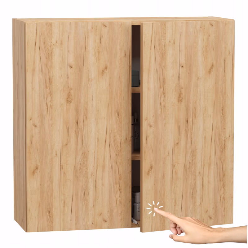 Szeroka szafka łazienkowa wisząca 80 cm w dekorze dąb craft złoty – Miradu